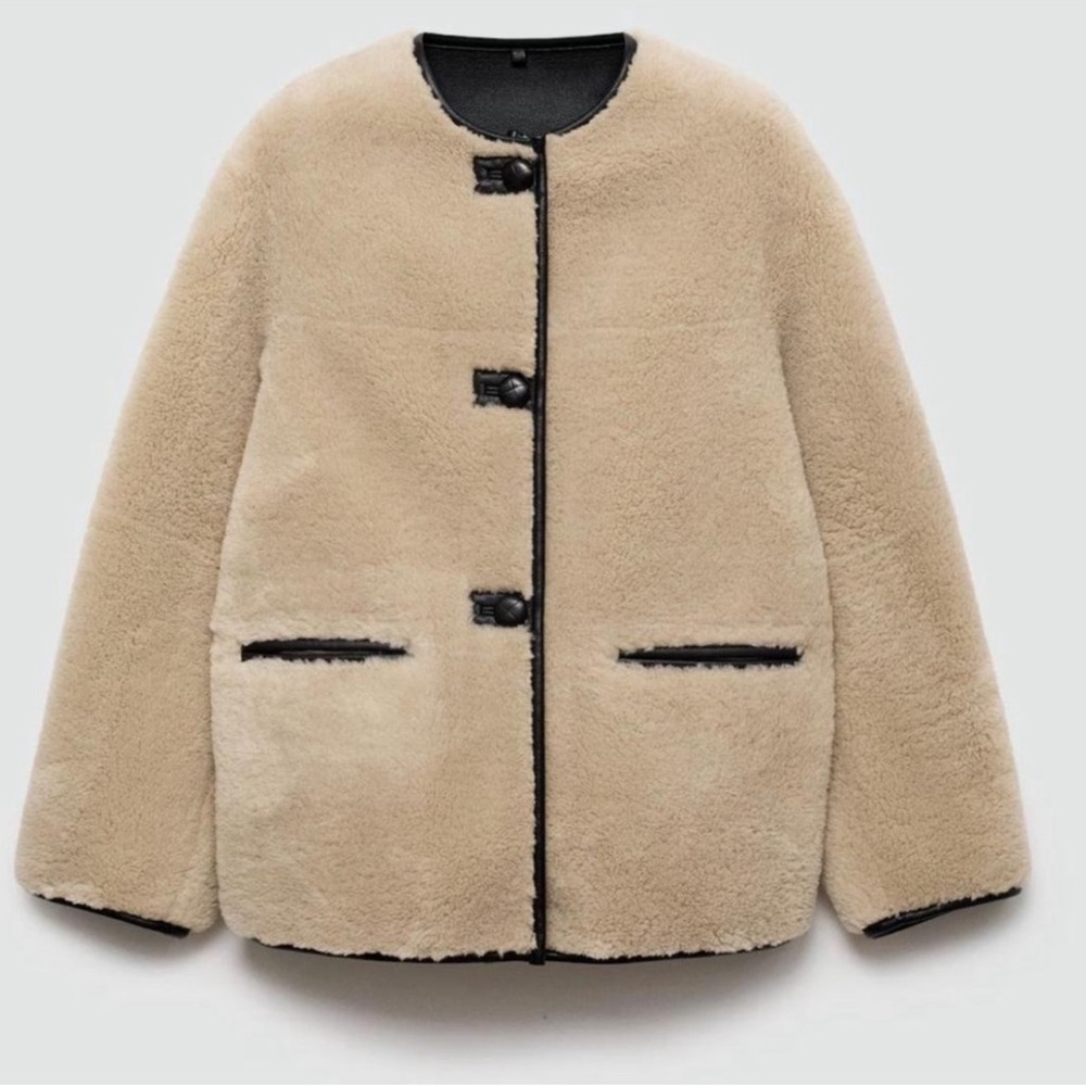 Mango Shearling toggle coat